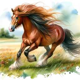 a horse, watercolor painting generated by DALL·E 2